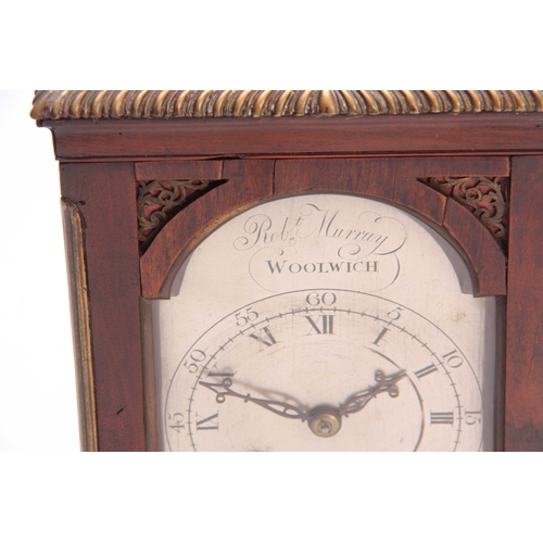 812 - ROBERT MURRAY, WOOLWICH. A 19th CENTURY MINIATURE ENGLISH FUSEE BRACKET CLOCK the mahogany bell top ... 