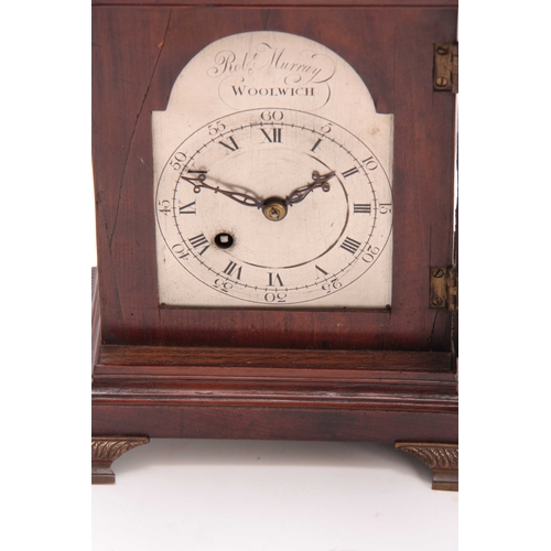 812 - ROBERT MURRAY, WOOLWICH. A 19th CENTURY MINIATURE ENGLISH FUSEE BRACKET CLOCK the mahogany bell top ... 