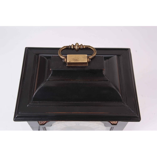 821 - GEORGE GORDON, LONDON. A SMALL EARLY 18TH CENTURY EBONISED BRACKET CLOCK the case with inverted bell... 