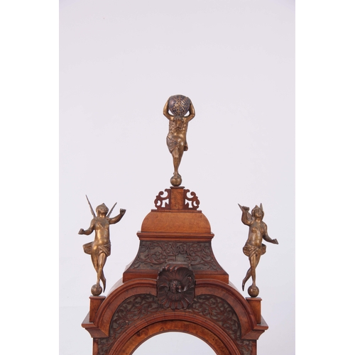 824 - ANTONY JANSZEN, AMSTERDAM A MID 18th CENTURY BURR WALNUT AUTOMATON LONGCASE CLOCK the caddy top pedi... 