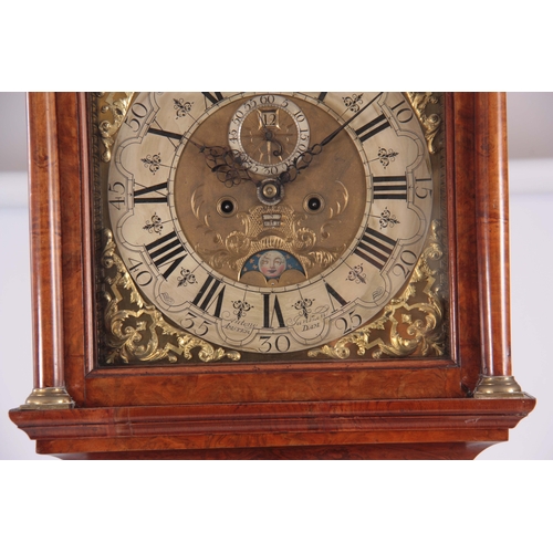 824 - ANTONY JANSZEN, AMSTERDAM A MID 18th CENTURY BURR WALNUT AUTOMATON LONGCASE CLOCK the caddy top pedi... 