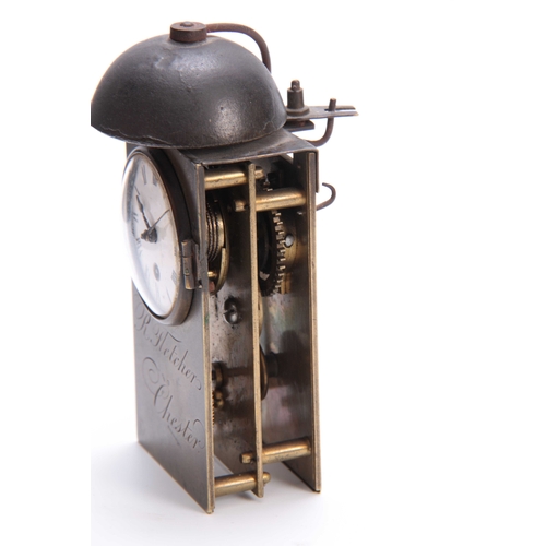 825 - R. FLETCHER, CHESTER AN UNUSUAL GEORGE III  TRAVELLING ALARM CLOCK the brass rectangular case with s... 