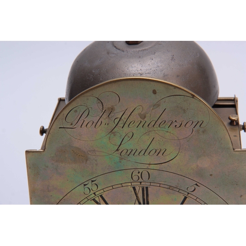 827 - ROBERT HENDERSON, LONDON A RARE GEORGE III VERGE FUSEE TRAVELLING ALARM CLOCK having a 4.5