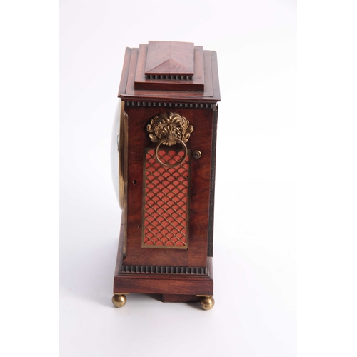 831 - DESBOIS  GRAYS INN PASSAGE (LOND0N)  A LATE REGENCY BRASS INSET MAHOGANY BRACKET CLOCK with ebonized... 