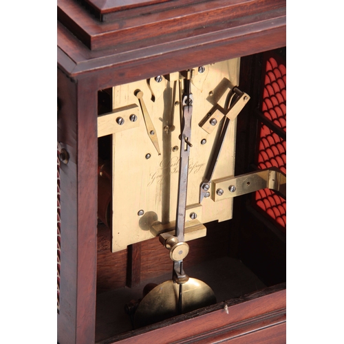 831 - DESBOIS  GRAYS INN PASSAGE (LOND0N)  A LATE REGENCY BRASS INSET MAHOGANY BRACKET CLOCK with ebonized... 