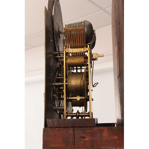 832 - JAMES BOOTH, ROCHESTER A GEORGE III FIGURED MAHOGANY QUARTER CHIMING TIDAL LONGCASE CLOCK the hood w... 