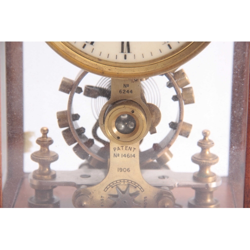 834 - EUREKA CLOCK CO. LTD. LONDON. AN EARLY 20th CENTURY ENGLISH MAHOGANY FIVE GLASS ELECTRIC MANTEL CLOC... 