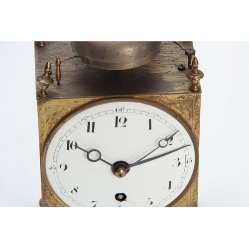 839 - AN EARLY 19th CENTURY FRENCH CAPUCINE CLOCK WITH ALARM the case of typical form surmounted by an urn... 