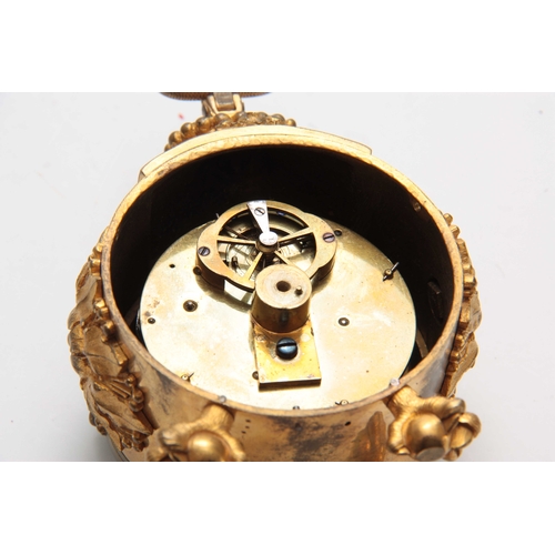 842 - A SMALL LATE 18th CENTURY SWISS PENDULE D'OFFICIERS TRAVELLING ALARM CLOCK ROBERT & COURVOISIER Gilt... 