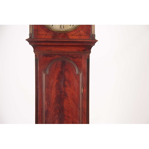 843 - JAMES JACKSON, ROMFORD A REGENCY FIGURED MAHOGANY LONGCASE CLOCK the hood with break arched pediment... 