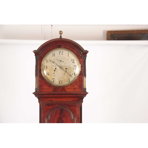 843 - JAMES JACKSON, ROMFORD A REGENCY FIGURED MAHOGANY LONGCASE CLOCK the hood with break arched pediment... 