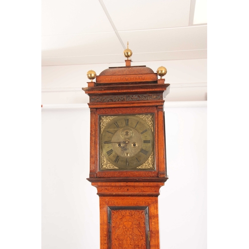 848 - PIETER KLOCK, AMSTERDAM AN EARLY 18th CENTURY WALNUT AND ARABESQUE MARQUETRY LONGCASE CLOCK having a... 