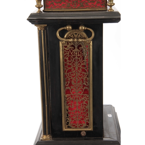 851 - CLAUDIUS DU CHESNE, LONDON A FINE EARLY 18th CENTURY EBONISED MOONPHASE BRACKET CLOCK having an inve... 