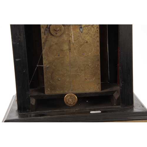 851 - CLAUDIUS DU CHESNE, LONDON A FINE EARLY 18th CENTURY EBONISED MOONPHASE BRACKET CLOCK having an inve... 