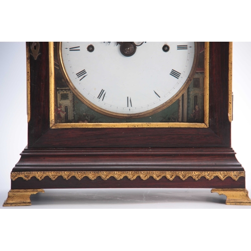 860 - A RARE LATE 18th CENTURY CHINESE BRACKET CLOCK having a hardwood pagoda top case with ormolu mounts ... 