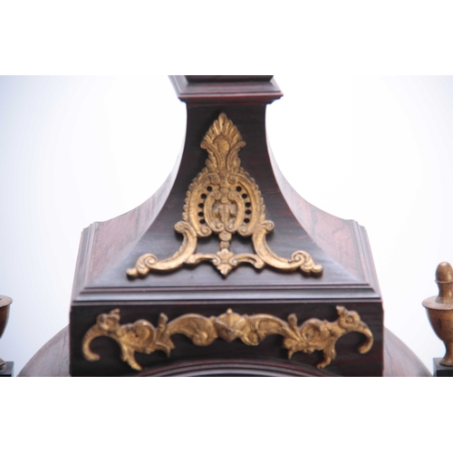 860 - A RARE LATE 18th CENTURY CHINESE BRACKET CLOCK having a hardwood pagoda top case with ormolu mounts ... 