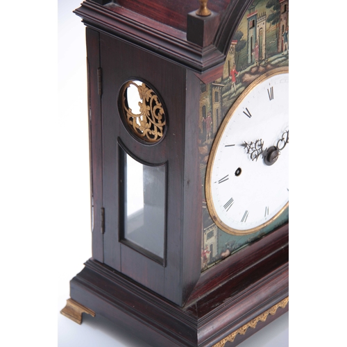 860 - A RARE LATE 18th CENTURY CHINESE BRACKET CLOCK having a hardwood pagoda top case with ormolu mounts ... 