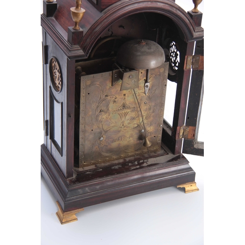 860 - A RARE LATE 18th CENTURY CHINESE BRACKET CLOCK having a hardwood pagoda top case with ormolu mounts ... 