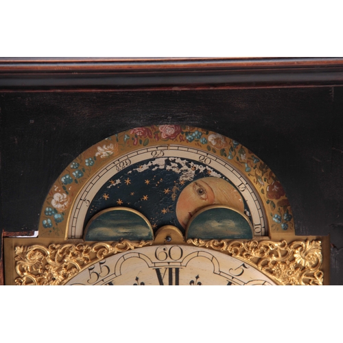 866 - J WATSON, LONDON A GEORGE II EBONISED BRACKET CLOCK the case with inverted bell top above a moulded ... 