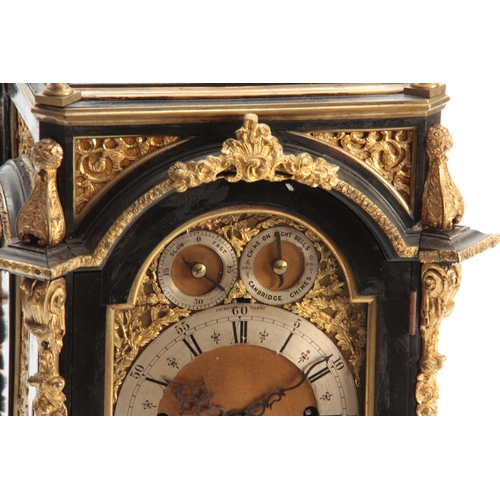 877 - A LATE 19th CENTURY ENGLISH ORMOLU MOUNTED QUARTER CHIMING BRACKET CLOCK the bell top style case of ... 