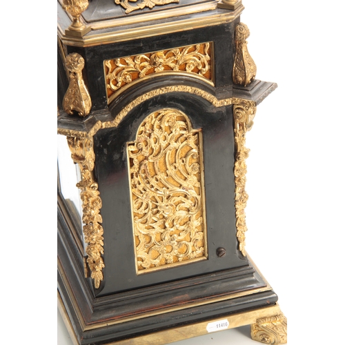 877 - A LATE 19th CENTURY ENGLISH ORMOLU MOUNTED QUARTER CHIMING BRACKET CLOCK the bell top style case of ... 