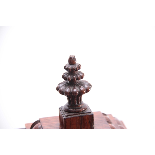 879 - FORSYTH & MALTER, LONDON A REGENCY ROSEWOOD BRACKET CLOCK having a gadrooned finial above a lancet t... 