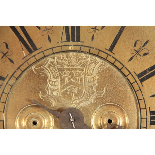 882 - ROBERT SCHOFIELD, ROCHDALE A SMALL MID 18th CENTURY OAK LONGCASE CLOCK  the hood having cady top abo... 