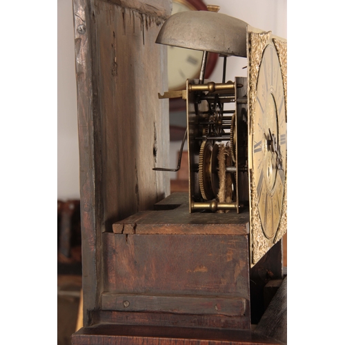 882 - ROBERT SCHOFIELD, ROCHDALE A SMALL MID 18th CENTURY OAK LONGCASE CLOCK  the hood having cady top abo... 