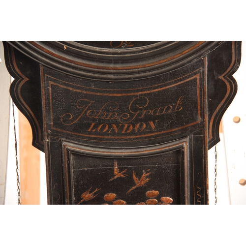 884 - JOHN GRANT, LONDON A GEORGE III STRIKING CHINOISERIE TAVERN CLOCK the black and gilt case having rai... 