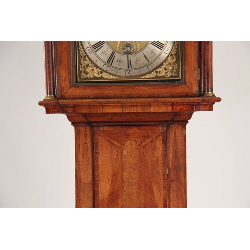 888 - THOMAS OGDEN, DE HALIFAX A RARE GEORGE II WALNUT PARQUETRY SPHERICAL MOON LONGCASE CLOCK the hood wi... 