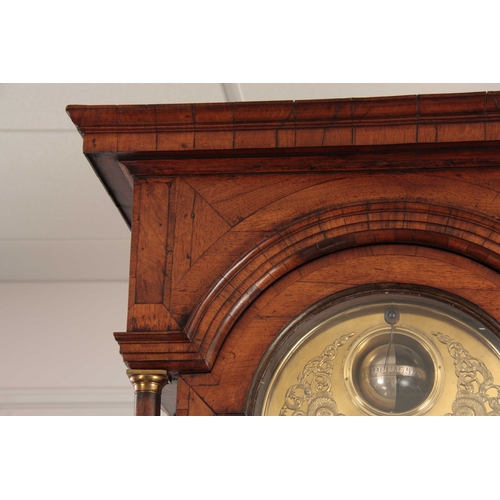 888 - THOMAS OGDEN, DE HALIFAX A RARE GEORGE II WALNUT PARQUETRY SPHERICAL MOON LONGCASE CLOCK the hood wi... 