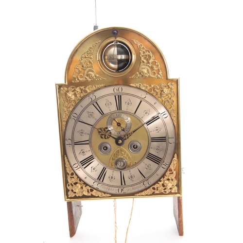 888 - THOMAS OGDEN, DE HALIFAX A RARE GEORGE II WALNUT PARQUETRY SPHERICAL MOON LONGCASE CLOCK the hood wi... 