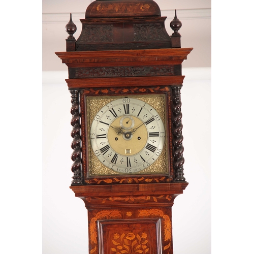 891 - SAMUEL LA FOSSE, LONDON AN EARLY 18th CENTURY WALNUT MARQUETRY LONGCASE CLOCK the Dutch style case w... 