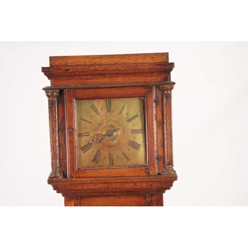 897 - JOHN BATES, KETTERING AN UNUSUAL MINIATURE EARLY 18TH CENTURY OAK 30HR ALARM LONGCASE CLOCK The 7.5