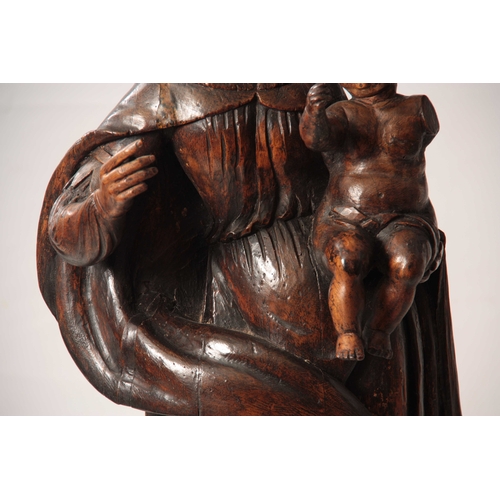 948 - AN IMPRESSIVE 18TH CENTURY ITALIAN BAROQUE CARVED LIMEWOOD FIGURE OF MADONNA WITH CHILD 102cm high.