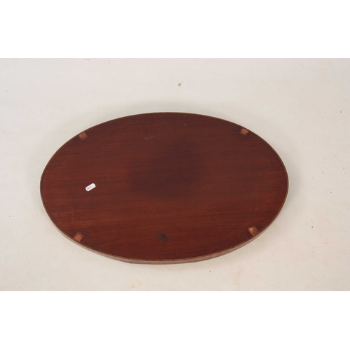 976 - A FINE GEORGE III INLAID SATINWOOD OVAL TRAY with a shell to the centre, kingwood and harewood cross... 