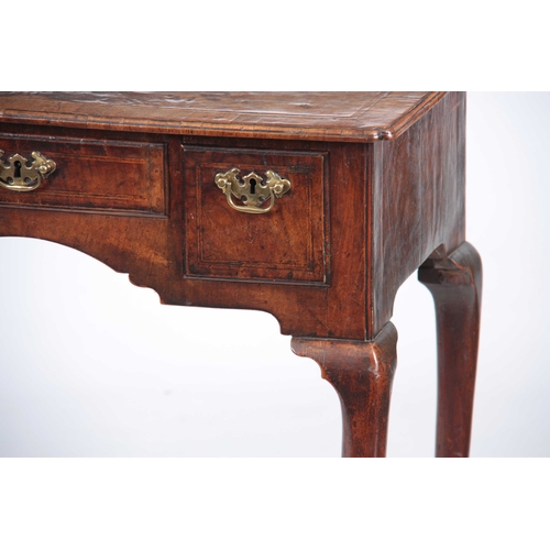 984 - AN ELEGANT GEORGE II WALNUT LOWBOY HAVING GOOD COLOUR AND PATINA with quarter veneered top and inset... 