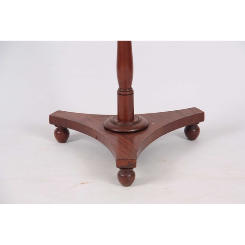 998 - A LATE GEORGIAN THREE TIER MAHOGANY COAT AND HAT STAND with curved hooks and tapering ring turned sl... 