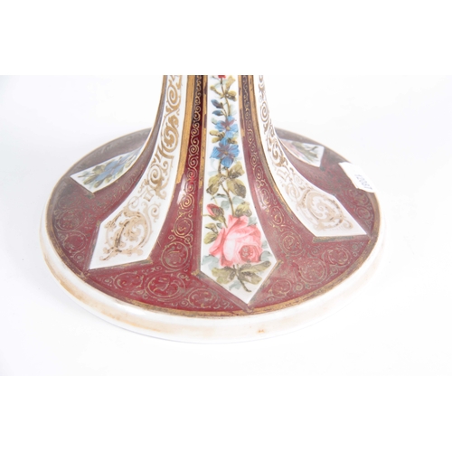 11 - A 19TH CENTURY BOHEMIAN RUBY AND WHITE OVERLAY GLASS ENAMELLED GOBLET decorated with enamelled portr... 