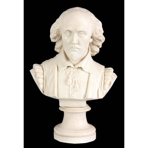 121 - A 19TH CENTURY COPELAND PARIAN WARE BUST OF SHAKESPEARE made for the Crystal Palace Art Union impres... 