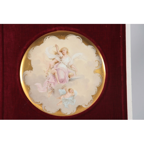 125 - A 19TH CENTURY VIENNA PLAQUE decorated with classical figures of a young lady and cupids - signed to... 