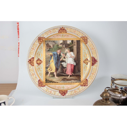 127 - After Angelica Kauffman AN IMPRESSIVE LATE 19TH CENTURY VIENNA STYLE POLYCHROME CHARGER the figural ... 