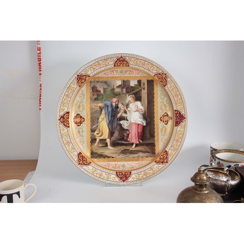 127 - After Angelica Kauffman AN IMPRESSIVE LATE 19TH CENTURY VIENNA STYLE POLYCHROME CHARGER the figural ... 