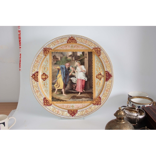 127 - After Angelica Kauffman AN IMPRESSIVE LATE 19TH CENTURY VIENNA STYLE POLYCHROME CHARGER the figural ... 