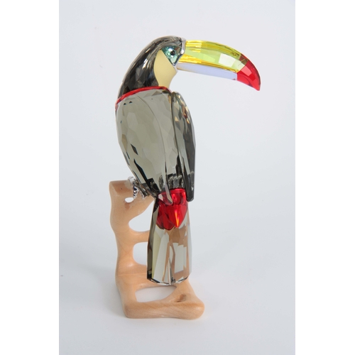 3 - A 20TH CENTURY SWAROVSKI CRYSTAL BIRDS OF PARADISE COLLECTION BLACK TOUCAN 20.5cm high, boxed.