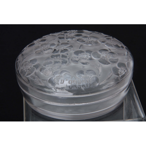 34 - R LALIQUE. AN EARLY 20TH CENTURY CIRCULAR 'LE LYS' LIDDED BOWL AND COVER FOR D'ORSAY with relief mou... 