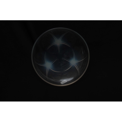 38 - A R LALIQUE VOLUBILIS OPALESCENT GLASS DISH having Lily designs to the centre, signed with impressed... 