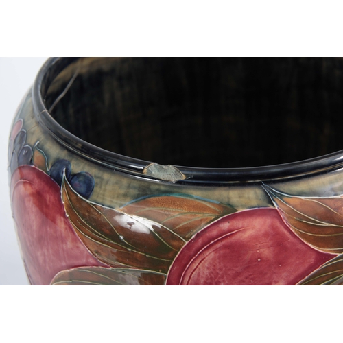 43 - A 20TH CENTURY MOORCROFT  JARDINIERE decorated with pomegranates and grapes bearing green signature ... 