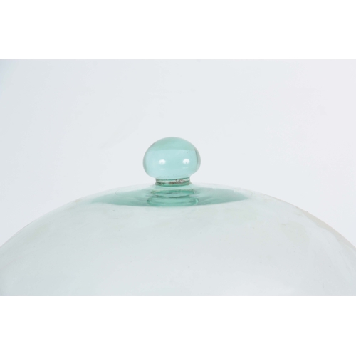 5 - A LARGE LATE 19TH CENTURY DOMED GLASS CLOCHE with glass ball handle 37cm high 31cm diameter