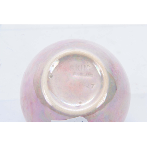 60 - AN EARLY 20TH CENTURY RUSKIN POTTERY PINK LUSTRE PIERCED MINATURE GINGER JAR AND COVER impressed mar... 